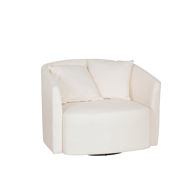 Rory White Sherpa Swivel Accent Chair