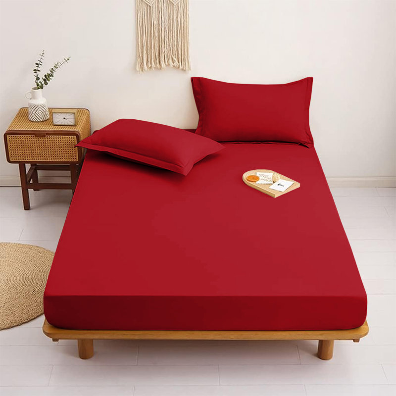 Aspire Homeware Ultra Soft 40cm Deep Fitted Sheet for Extra Deep Mattress and Cozy Sleep, King (5'), Red