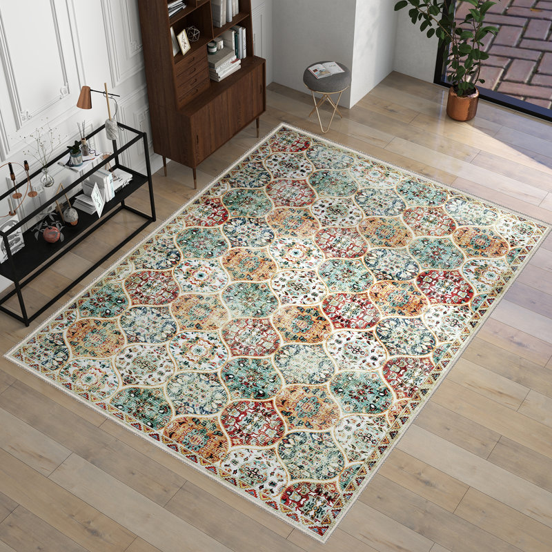 Anran Machine Washable Oriental Indoor Rug, Rectangle 9' x 12'