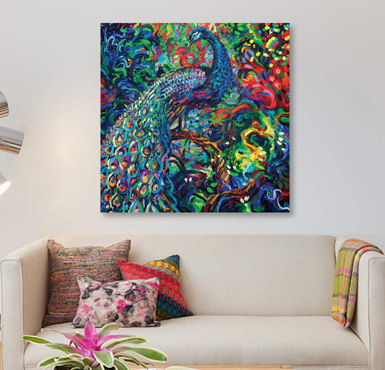« oiseau view view », impression sur toile, H 12 po x l 12 po x P 1,5 po, Toile tendue, Pas de tapis
