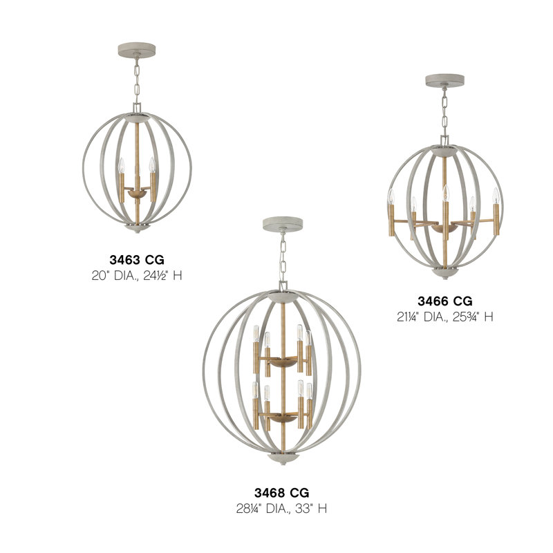 Lustre sphérique unique à 6 lumières Euclid, Gris ciment