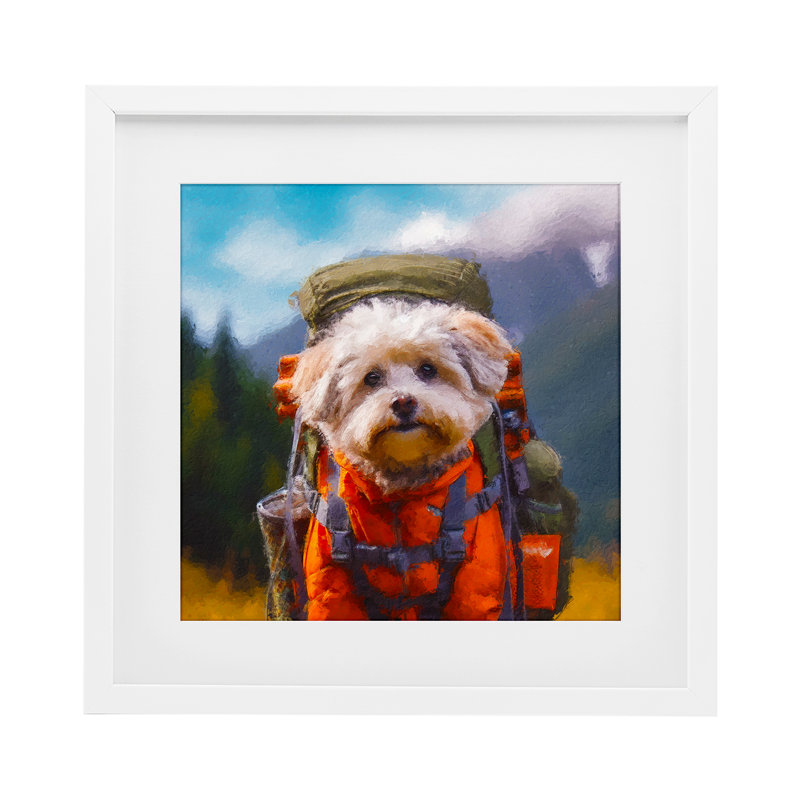 «Adventurant Hiker Dog», reproduction encadrée sous verre, conception de Sean Parnell, H 13 po x l 13 po