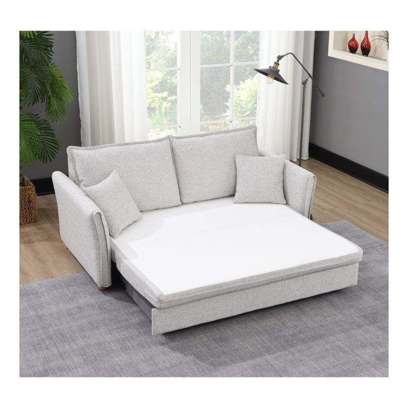 Canapé-lit modulaire en chenille Oren avec rangement et 2 coussins décoratifs Oren