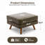 Repose-pieds rembourré Mid-Century de 29,7 po de largeur Havens, repose-pieds en similicuir avec pieds en bois massif, tabouret de table basse pour le salon, la chambre à coucher et le vestibule-2135632857