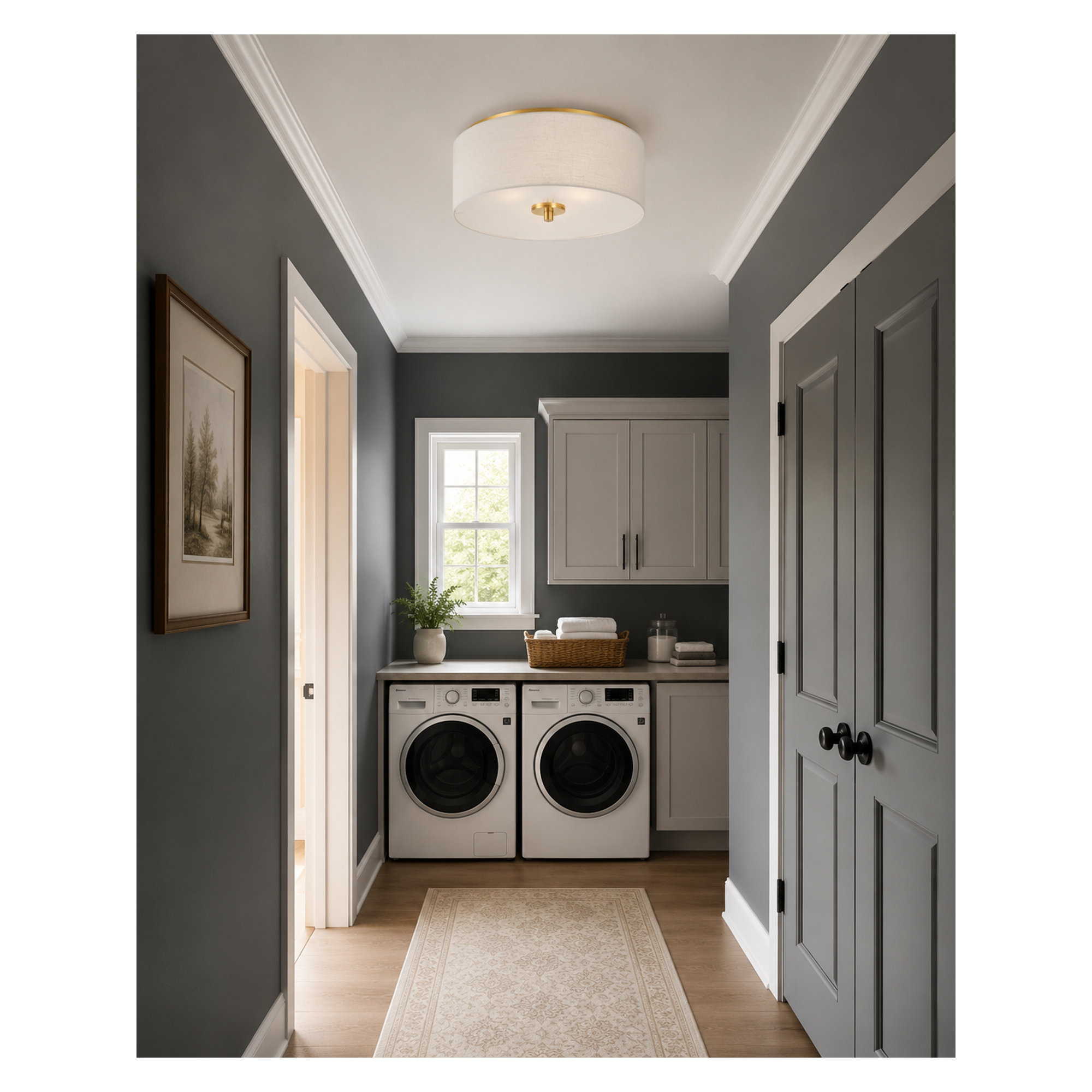 Juna 3 Light Linen Flush Mount