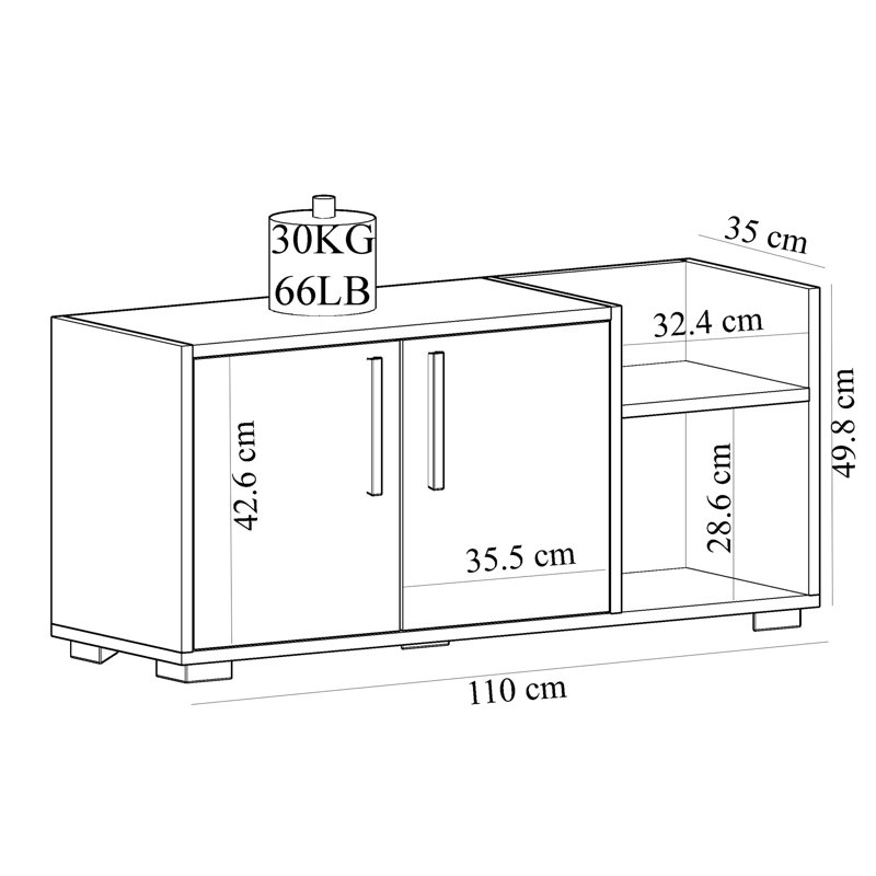Armoire à chaussures moderne, noyer, 43,3 po x 19,6 po x 13,8 po | 100% panneau de particules enduit de mélamine, épaisseur: 0,7 pouce | Rangement supplémentaire, hauteur de la tablette latérale: 11,3 pouces, capacité de poids: 66 lb | Conception élégante et fonctionnelle pour un vestibule organisé