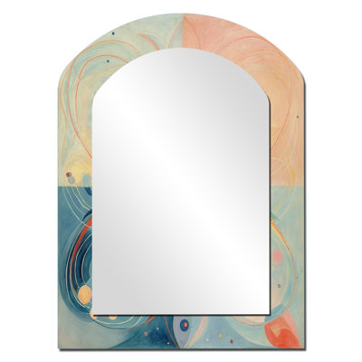 Cosmic Rebirth Vintage Spiritual Illustration VI - Large Arched Wall Mirror On Metal