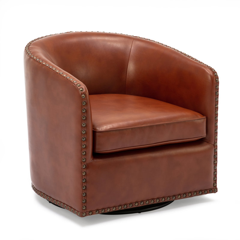 Fauteuil pivotant Trenton, Similicuir caramel