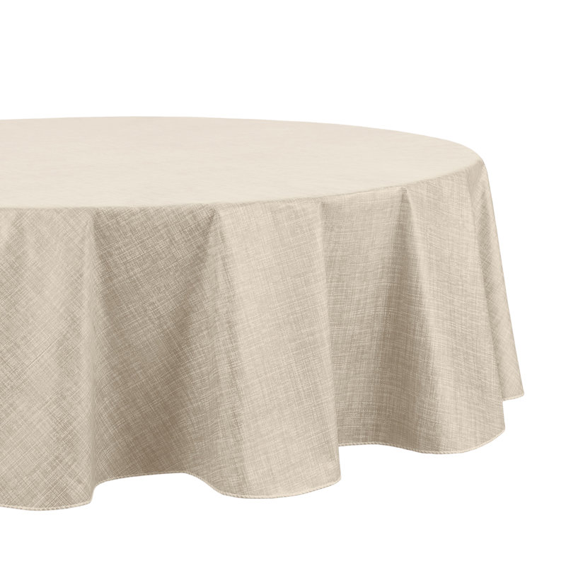 Arbenita Linen Texture Vinyl Indoor/Outdoor Tablecloth, 70" x 70", Ivory