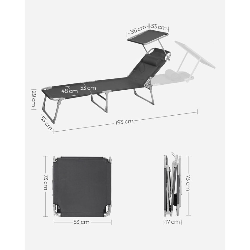 Chaise longue d'extérieur en tissu avec table Missy