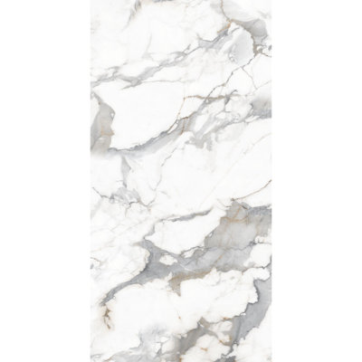 Porcelain Marble Look Wall & Floor Matte White Tile Calacatta Carrara 24'' x 48''