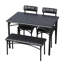 Ensemble de table de salle à manger pour 4 personnes, table rectangulaire en bois avec structure en acier, 2 chaises et banc rembourrés, meubles de cuisine compacts de style industriel rétro pour petits espaces, dîner, appartement, noir