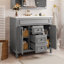 Meuble-lavabo avec lavabo simple, armoire de rangement avec 2 portes à fermeture douce et 2 tiroirs-1469268179