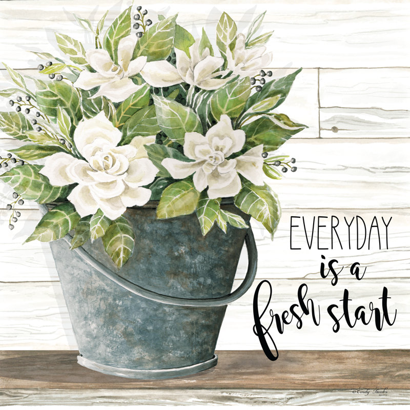 Everyday Is a Fresh Start - Peinture, H 12 po x l 12 po, Non, Toile tendue