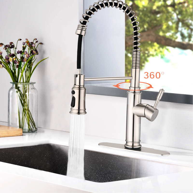 Touch Kitchen Faucet Pull Down - 360 Degree Rotatable Emission Discharge Jet, Corrosion Proof, Rust , Brushed Nickel, Stainless Steel, Simple Operation With Spray, Convenient