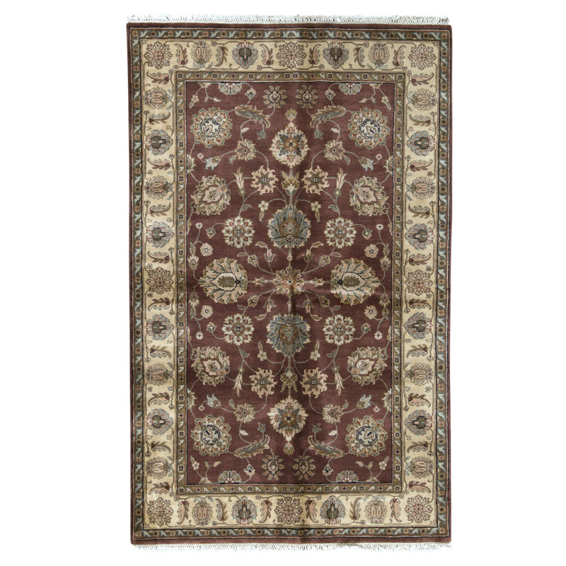 Tapis moka et ivoire noué à la main de haute qualité