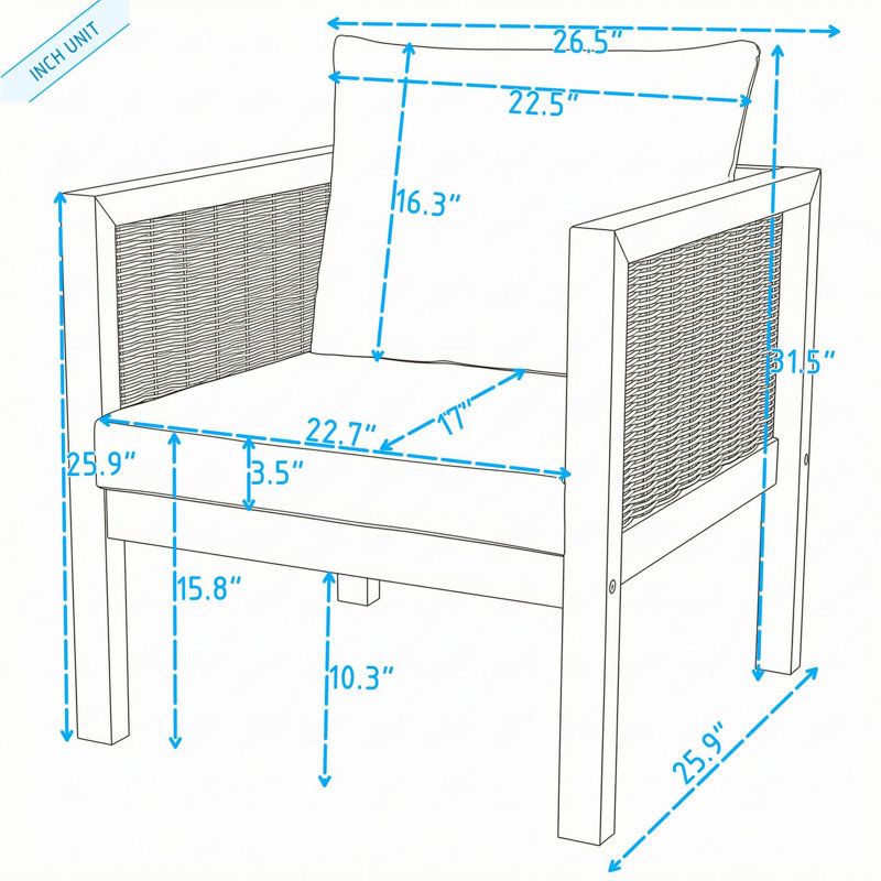Fauteuils d'extérieur 2 pièces avec coussins résistants à l'eau, Beige Natural