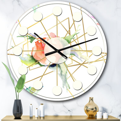 Horloge murale orange Mid-Century