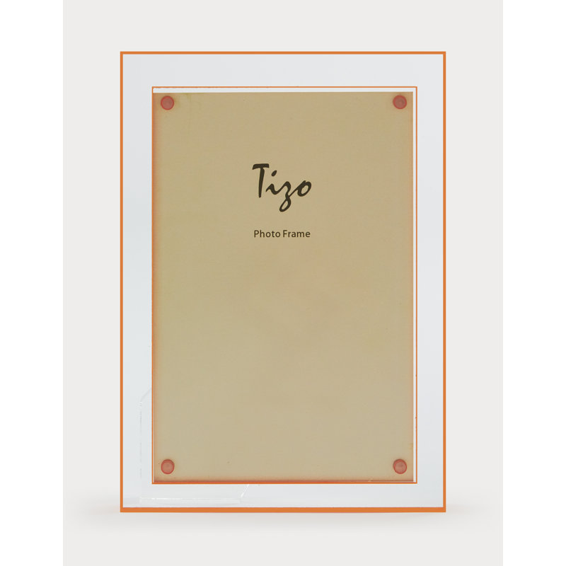 Lucitwe Frame W/Turq. Dbl. Border 5X7, 5" W x 7" H, Orange