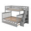 Lit simple superposé au dessus d'un lit double avec gigogne-998495802-998495803