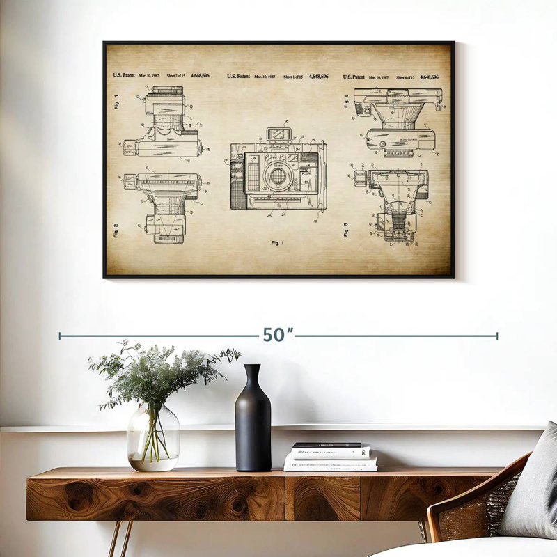 Automatic Focus Camera Patent, Floating Frame Black, 40" X 27"