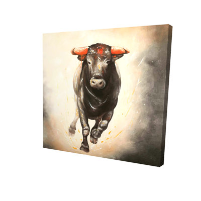Bull Running Canvas | Western Bedroom Decor | Animal Art