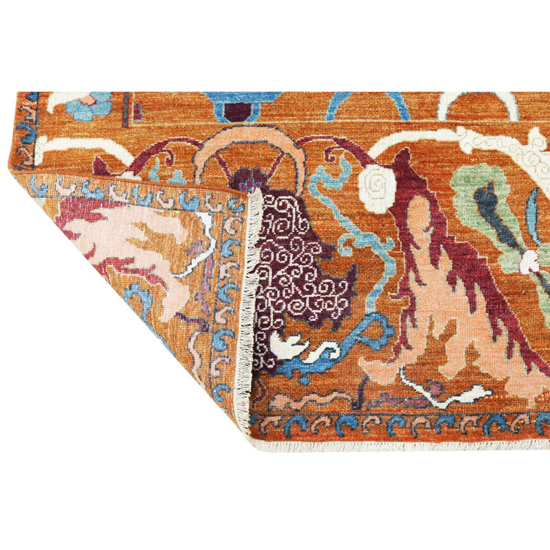Tapis rouille de haute qualité noué à la main, Rectangle 5' x 8'