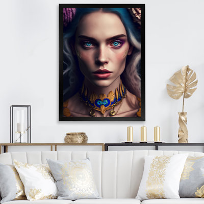 «Elisias Vintage Bohemian Woman with Blue Eyes II», reproduction sur toile