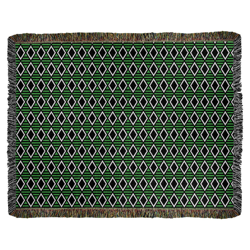 Couverture en chenille Katelyn Elizabeth, l 37 po x L 52 po, Noir / Vert