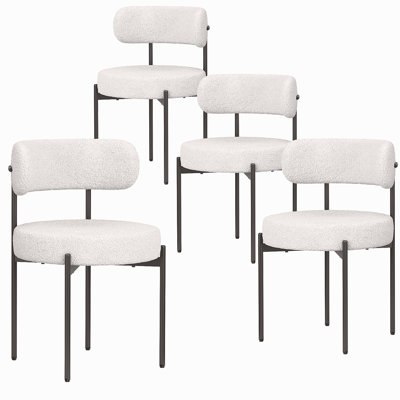 Ensemble de 4 chaises de salle à manger de style Mid-Century avec dossier incurvé et dossier arrondi avec pieds en métal Sherpa