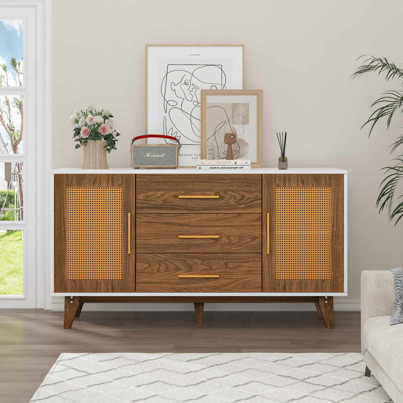 Khristine 59 rattan Sideboard, White