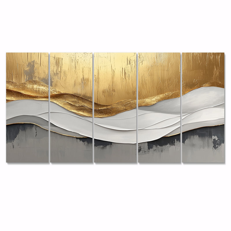 Elsmoriet V - Waves Wall Art - ensemble de décorations murales modernes, H 28 po x l 60 po, 5