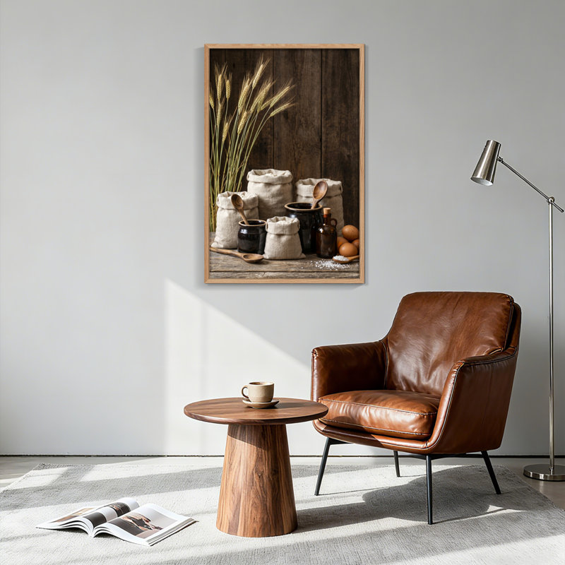 Ensemble de 1 tableau sur toile rustique représentant une ferme, H 18 po x l 12 po, Naturel