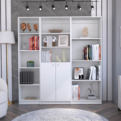 Simla 3 Piece Living Room Set With 3 Bookcases, White