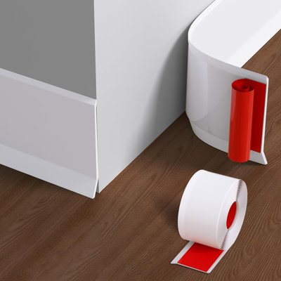 Peel and Stick PVC Baseboard Trim, 3.94'' Wide Self Adhesive Waterproof Wall Molding, Flexible Vinyl Floor Trim for Home Renovation and Interior Decoration