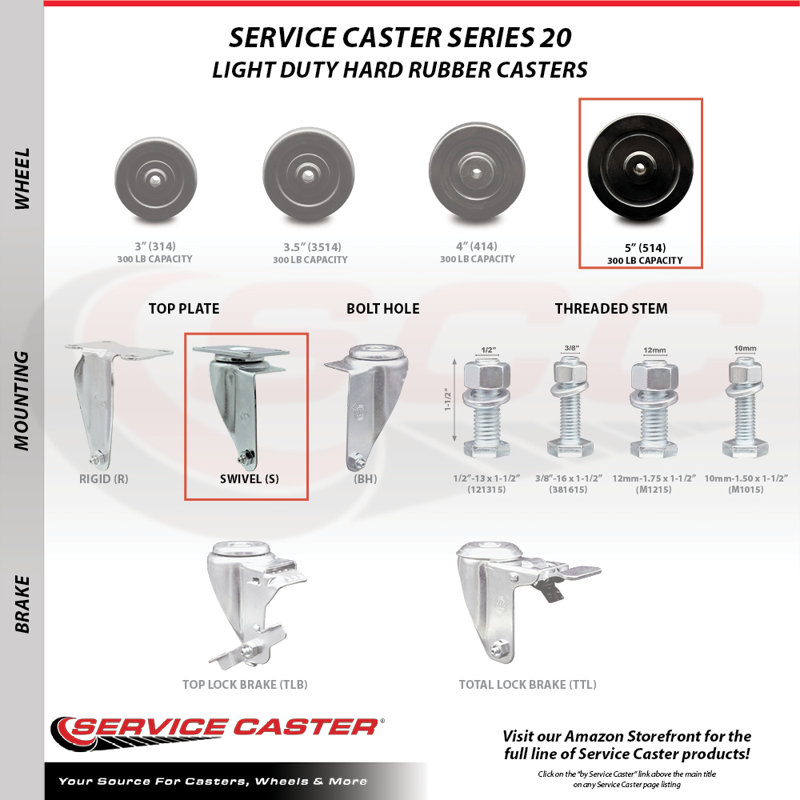 Hard Rubber Top Plate Caster