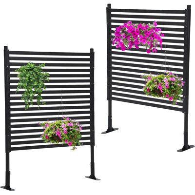 Freestanding Decorative Outdoor Privacy Screen Panel 36W×48H Inch, Galvanized Steel & PE Partition Barrier, Weather Resistant, Easy Assembly for Patio Backyard Balcony