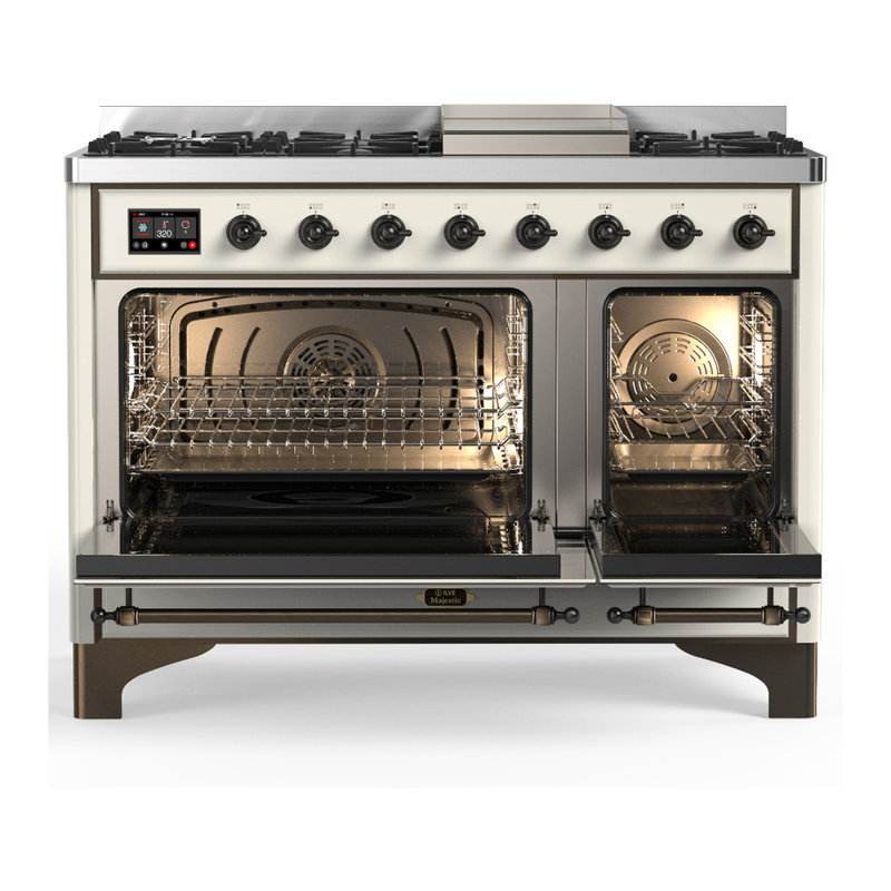 Majestic III Series 48 Inch Dual Fuel Range with 5 Sealed Burners, Griddle, Frenchtop in Matte Graphite (Natural Gas, Burnished Trim)
