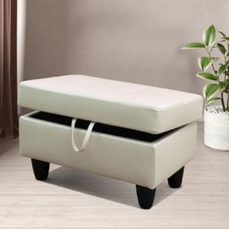 Kentvale Faux Leather Ottoman, Pearl White Faux Leather