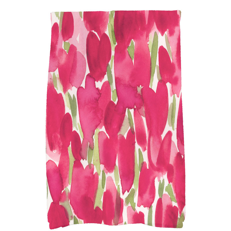 Floral Tea Towel Kitchen Towel, Red