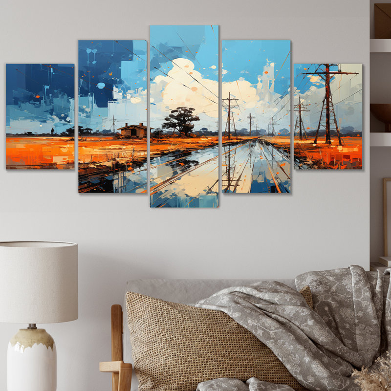 «Power Lines Electric Intersections II», impression d'art mural - 5 panneaux
