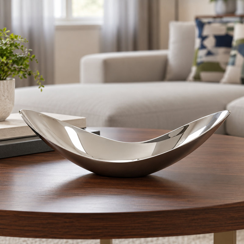 Wicke 13" Aluminum Modern Twisted Centerpiece Bowl