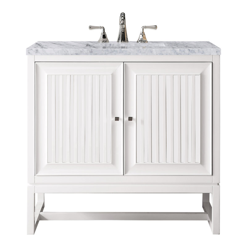 Athens 36'' W Single Vanity, Carrara White, Glossy White, 8" Widespread