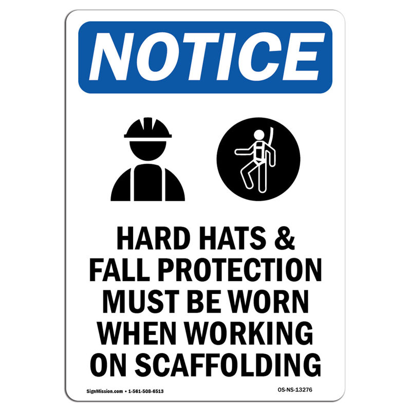 Hard Hats and Fall Protection Sign