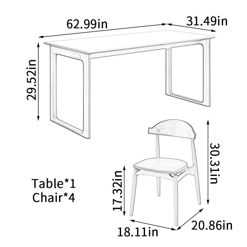 Table de salle à manger Simple, Noir, noir, noir, noir, H 29,52 po x L 62,99 po x l 31,49 po
