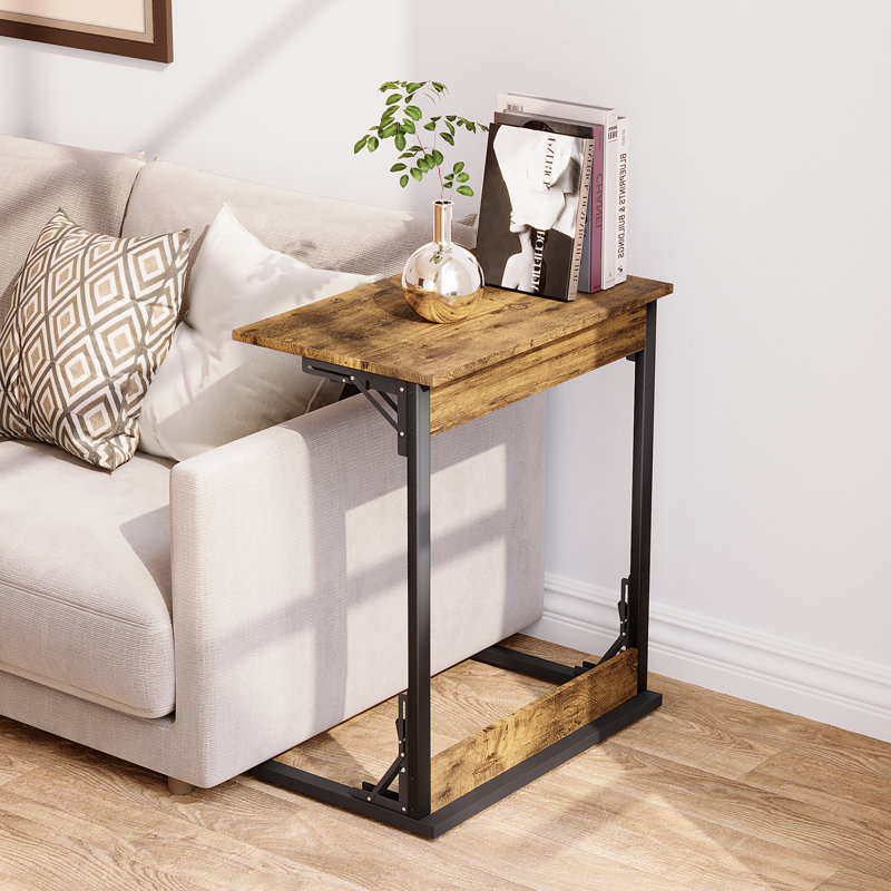 Table de bout pliante en forme de C, Brun