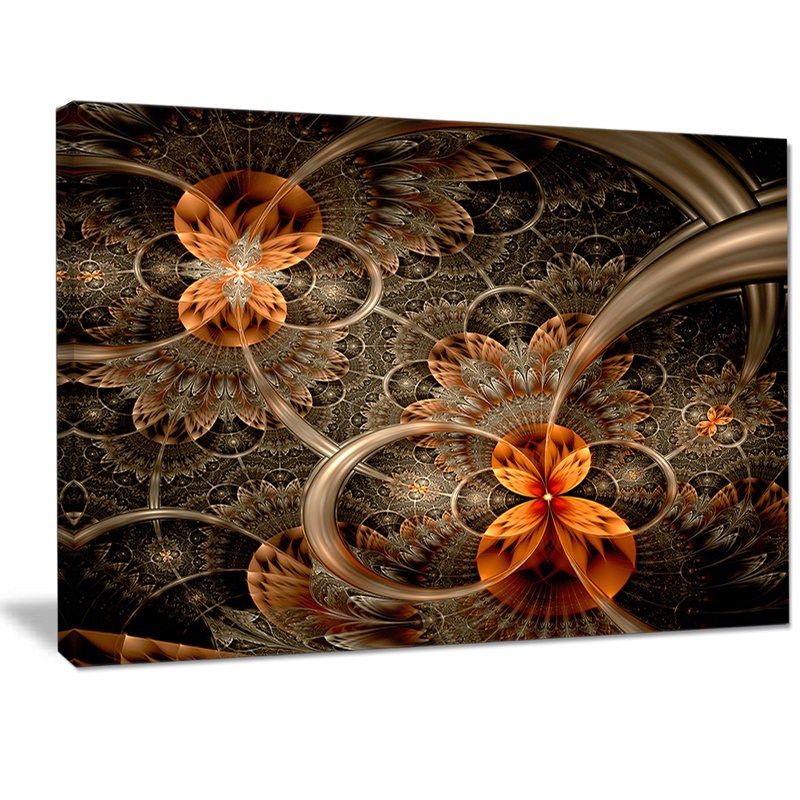 Impression sur toile tendue, fleur symétrique orange foncé, H 30 po x l 40 po x P 1 po