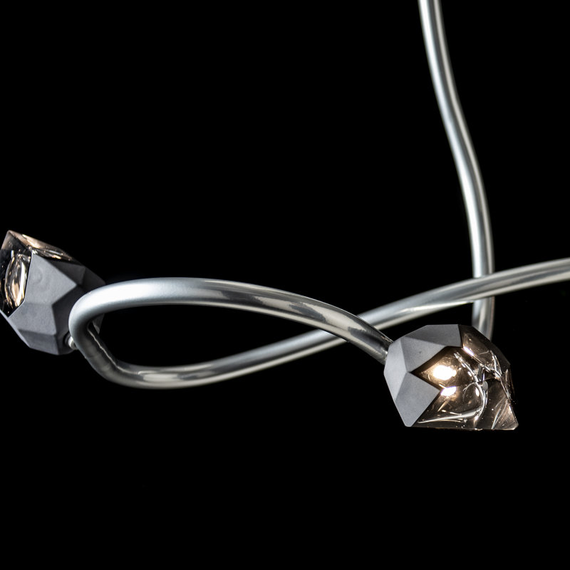 Glacier 3 - Light Unique/Statement Modern Linear Chandelier, Black, Sterling