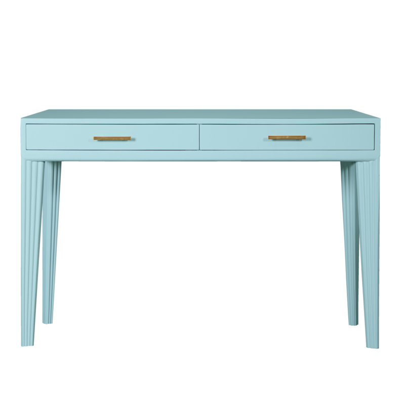 Gauthier Solid Wood Writing Desk, Turquoise