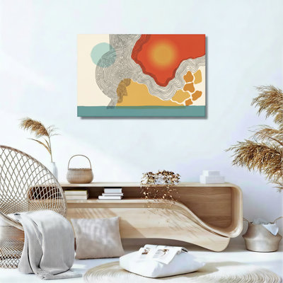 Ensemble de 1 tableau abstrait sur toile représentant un paysage
